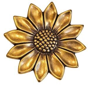 Sunflower Brooch Gold Tone Flower Pin Costume Jewelry 1.7" Metal Fall, Gift Box